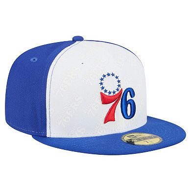 Men's New Era White/Royal Philadelphia 76ers Repeat 59Fifty Fitted Hat