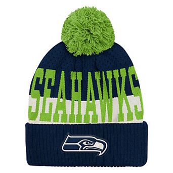 Youth Outerstuff College Navy Seattle Seahawks Modern Fan Cuffed Knit Hat with Pom