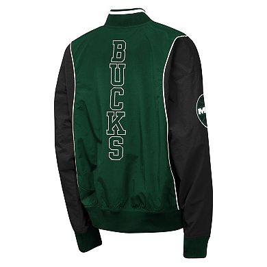 Youth Outerstuff Hunter Green/Black Milwaukee Bucks Two-Pointer Full-Zip Windbreaker