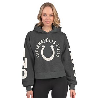 Women's Starter Heather Gray Indianapolis Colts Star Player Cropped Fleece Pullover Hoodie