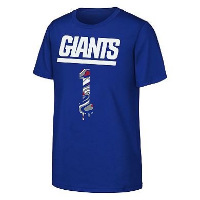 Youth Outerstuff Malik Nabers Royal New York Giants Mainliner Drip Player Name & Number T-Shirt