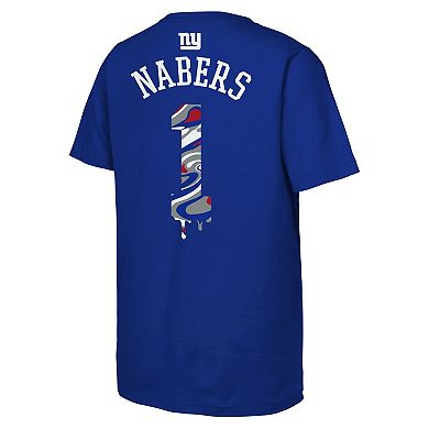 Youth Outerstuff Malik Nabers Royal New York Giants Mainliner Drip Player Name & Number T-Shirt