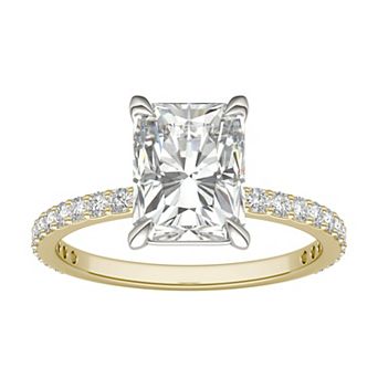 Charles & Colvard 10k Gold Two Tone Lab-Created Moissanite Radiant Solitaire Ring