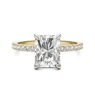 Charles & Colvard 10k Gold Two Tone Lab-Created Moissanite Radiant Solitaire Ring