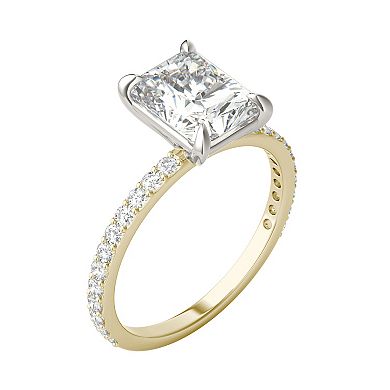 Charles & Colvard 10k Gold Two Tone Lab-Created Moissanite Radiant Solitaire Ring