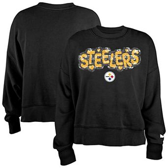 Girl's New Era Black Pittsburgh Steelers Flip Sequin Sweatshirt