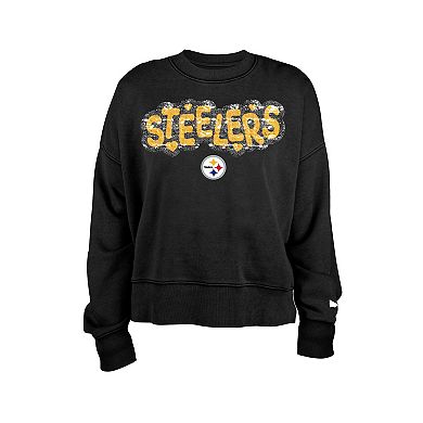 Girl's New Era Black Pittsburgh Steelers Flip Sequin Sweatshirt
