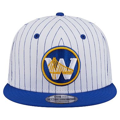 Men's New Era White Golden State Warriors Deceptor Pinstripe 9FIFTY Snapback Hat