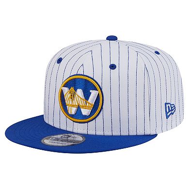 Men's New Era White Golden State Warriors Deceptor Pinstripe 9FIFTY Snapback Hat