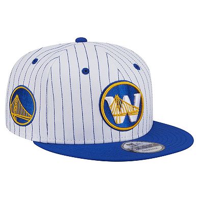 Men's New Era White Golden State Warriors Deceptor Pinstripe 9FIFTY Snapback Hat