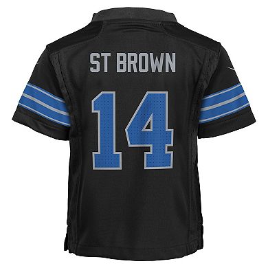 Preschool Nike Amon-Ra St. Brown Black Detroit Lions Alternate Player Game Jersey