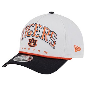 Men's New Era White/Navy Auburn Tigers Arch Two-Tone Rope 9FORTY A-Frame M-Crown Adjustable Hat