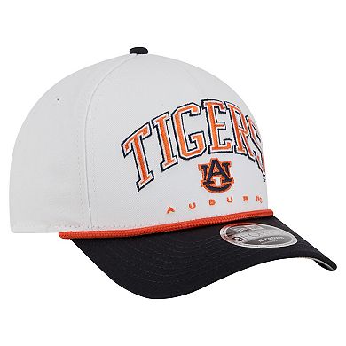 Men's New Era White/Navy Auburn Tigers Arch Two-Tone Rope 9FORTY A-Frame M-Crown Adjustable Hat