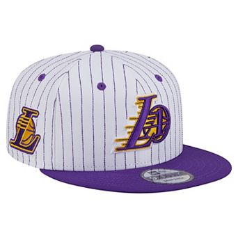 Men's New Era White Los Angeles Lakers Deceptor Pinstripe 9FIFTY Snapback Hat
