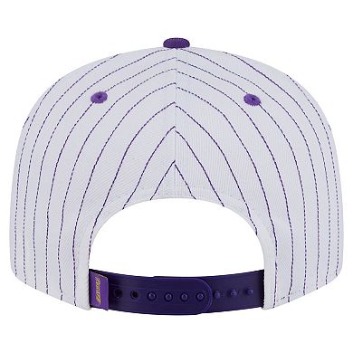 Men's New Era White Los Angeles Lakers Deceptor Pinstripe 9FIFTY Snapback Hat