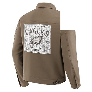 Men's Darius Rucker Collection by Fanatics Tan Philadelphia Eagles Trucker Full-Button Jacket