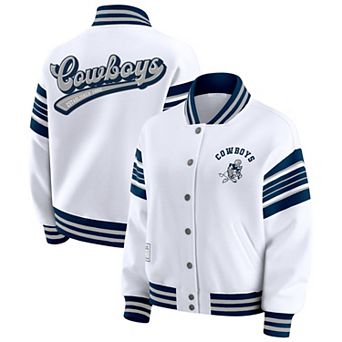 Women's WEAR by Erin Andrews White Dallas Cowboys Full-Snap Fleece Sweatshirt Jacket