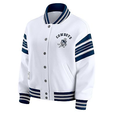 Women's WEAR by Erin Andrews White Dallas Cowboys Full-Snap Fleece Sweatshirt Jacket