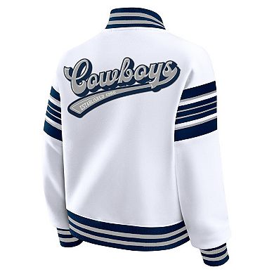 Women's WEAR by Erin Andrews White Dallas Cowboys Full-Snap Fleece Sweatshirt Jacket