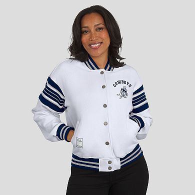 Women's WEAR by Erin Andrews White Dallas Cowboys Full-Snap Fleece Sweatshirt Jacket