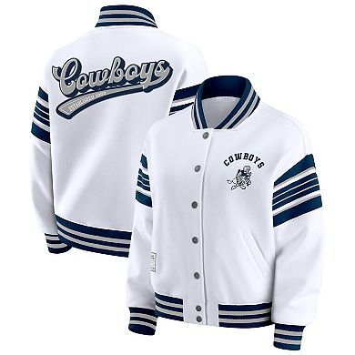 Women's WEAR by Erin Andrews White Dallas Cowboys Full-Snap Fleece Sweatshirt Jacket