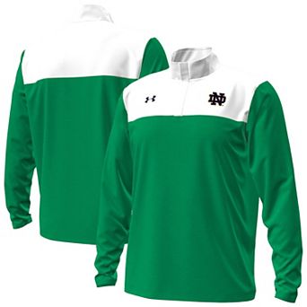 Men's Under Armour Green/White Notre Dame Fighting Irish Green Blocked Quarter-Zip Pullover