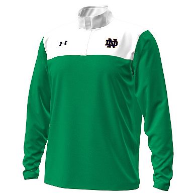 Men's Under Armour Green/White Notre Dame Fighting Irish Green Blocked Quarter-Zip Pullover