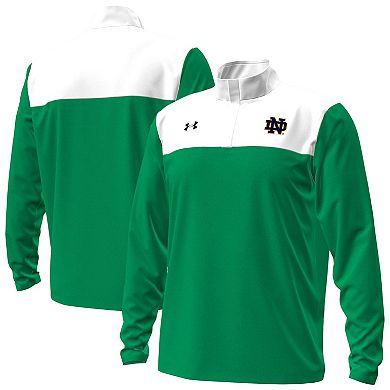 Men's Under Armour Green/White Notre Dame Fighting Irish Green Blocked Quarter-Zip Pullover