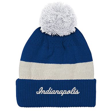 Youth Outerstuff Royal Indianapolis Colts Modern Fan Cuffed Knit Hat with Pom