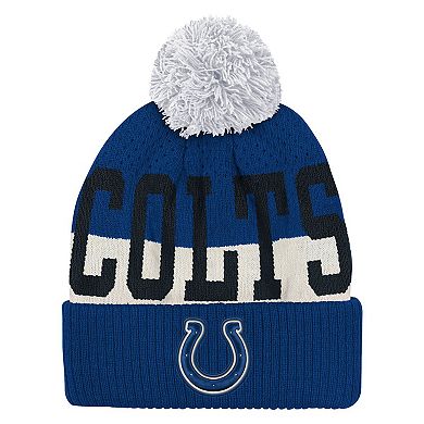 Youth Outerstuff Royal Indianapolis Colts Modern Fan Cuffed Knit Hat with Pom