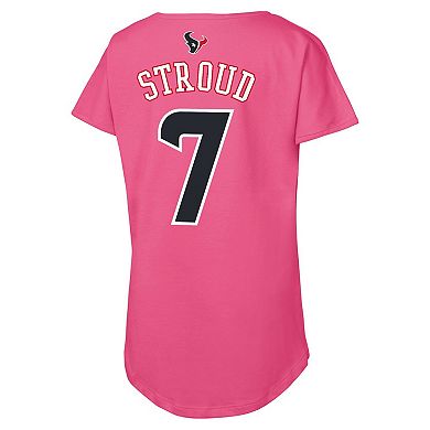 Girls Youth Outerstuff C.J. Stroud Pink Houston Texans Player Name & Number T-Shirt