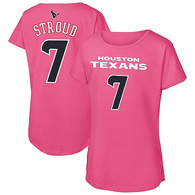 Girls Youth Outerstuff C.J. Stroud Pink Houston Texans Player Name & Number T-Shirt