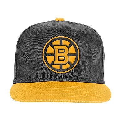 Youth Outerstuff Black/Gold Boston Bruins True Retro Deadstock Adjustable Hat