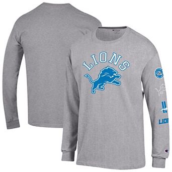 Men's Champion Heather Gray Detroit Lions Seal Long Sleeve T-Shirt