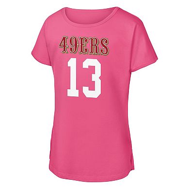 Girls Youth Outerstuff Brock Purdy Pink San Francisco 49ers Player Name & Number T-Shirt
