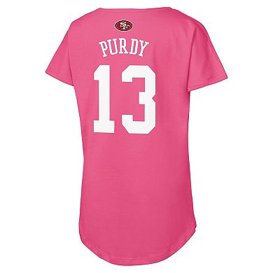 Girls Youth Outerstuff Brock Purdy Pink San Francisco 49ers Player Name & Number T-Shirt