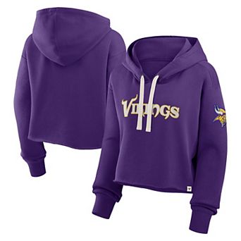 Women's Fanatics Purple Minnesota Vikings Oversized Hometown Heritage Cropped Hoodie