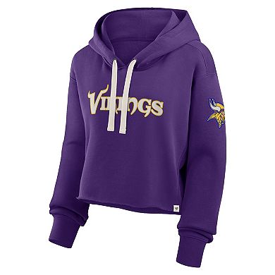 Women's Fanatics Purple Minnesota Vikings Oversized Hometown Heritage Cropped Hoodie