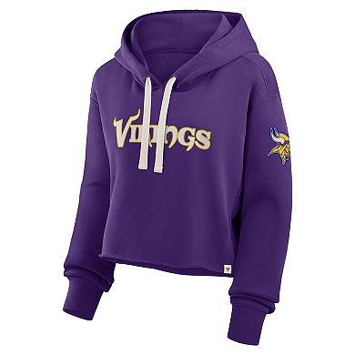 Women's Fanatics Purple Minnesota Vikings Oversized Hometown Heritage Cropped Hoodie