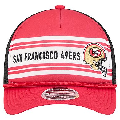 Men's New Era Red San Francisco 49ers Linear A-Frame 9FORTY Adjustable Hat