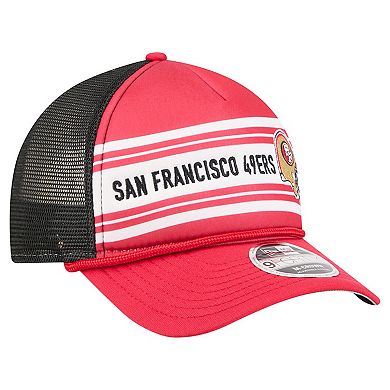Men's New Era Red San Francisco 49ers Linear A-Frame 9FORTY Adjustable Hat
