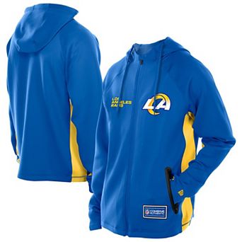 Men's New Era Royal Los Angeles Rams Combine Authentic Raglan Scuba Full-Zip Hoodie