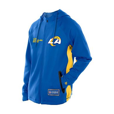 Men's New Era Royal Los Angeles Rams Combine Authentic Raglan Scuba Full-Zip Hoodie