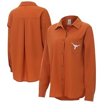 Women's ZooZatz Burnt Orange Texas Longhorns Stretch Woven Button-Up Shirt