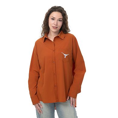 Women's ZooZatz Burnt Orange Texas Longhorns Stretch Woven Button-Up Shirt
