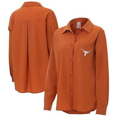 Women's ZooZatz Burnt Orange Texas Longhorns Stretch Woven Button-Up Shirt