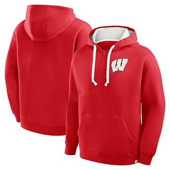 Men's Fanatics Red Wisconsin Badgers Hometown Premium Rise And Conquer Half-Zip Hoodie