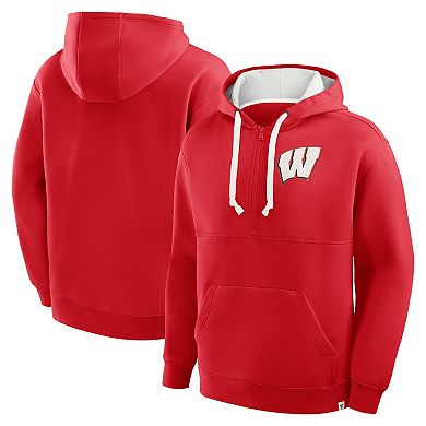 Men's Fanatics Red Wisconsin Badgers Hometown Premium Rise And Conquer Half-Zip Hoodie