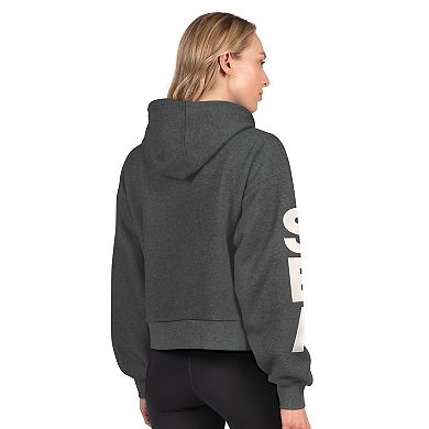 Women's Starter Heather Charcoal Seattle Seahawks Star Player Cropped Fleece Pullover Hoodie