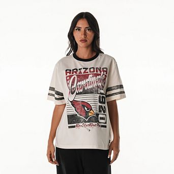 Women's The Wild Collective Cream Arizona Cardinals Vintage Drop Shoulder Oversized Boyfriend T-Shirt